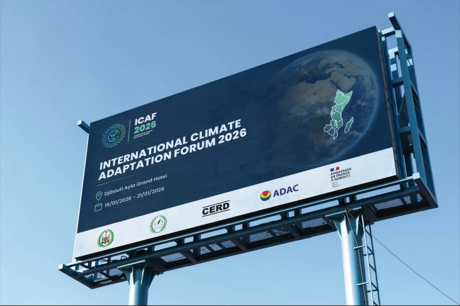 ICAF 2026 — Affichage grand format · maquette de présentation